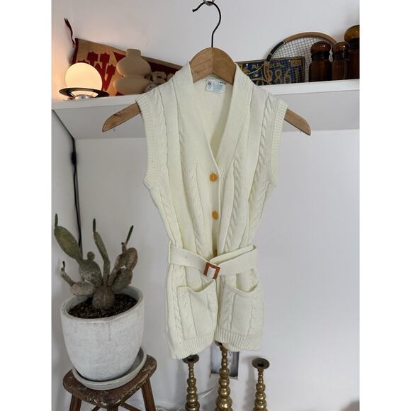 Vintage 1960s Carol Evans Knit Sleeveless Cardigan Sweater XS - Picture 4 of 4